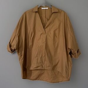 Biancalancia ITALY Brown Mustard Minimalist Shirt Light Cotton 44
